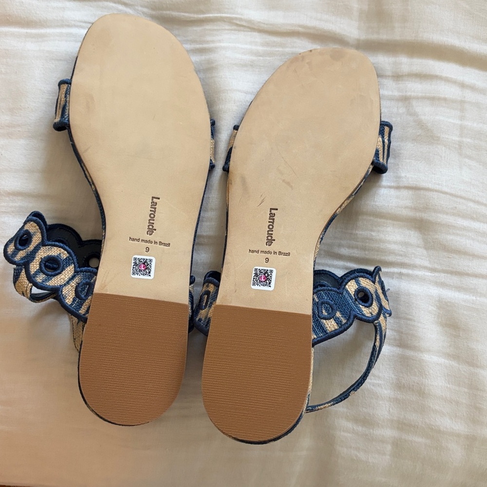 Larroude Navy & Beige Circle-Embellished Women's Sandals - Picture 2 of 2